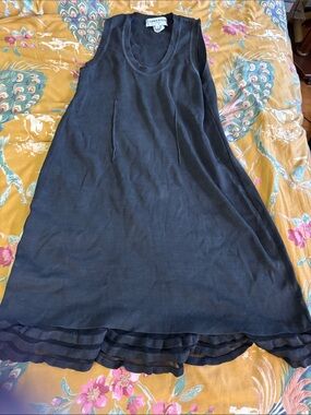 Sonia Rykiel Paris Black Sleeveless A-Line Dress with Tiered Hem